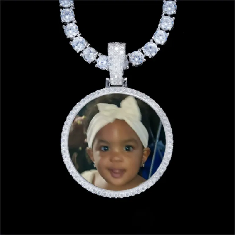925S & VVS Moissanite 3D Circle Custom Picture Pendant sold by The GUU Shop