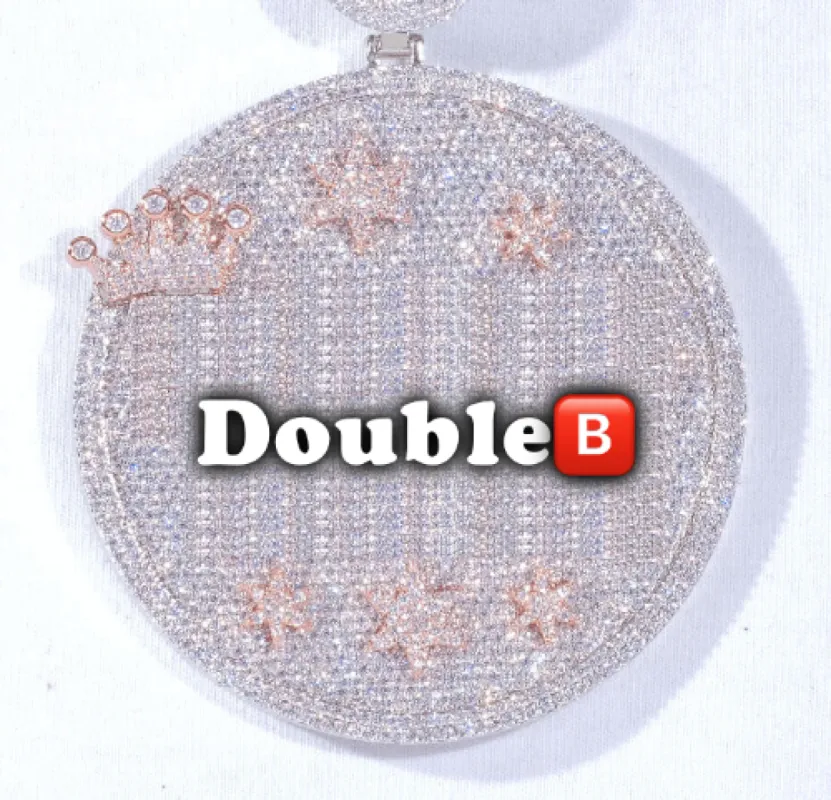 CUSTOM LETTER NECKLACE 3D BIG CROWN DISC sold by The GUU Shop