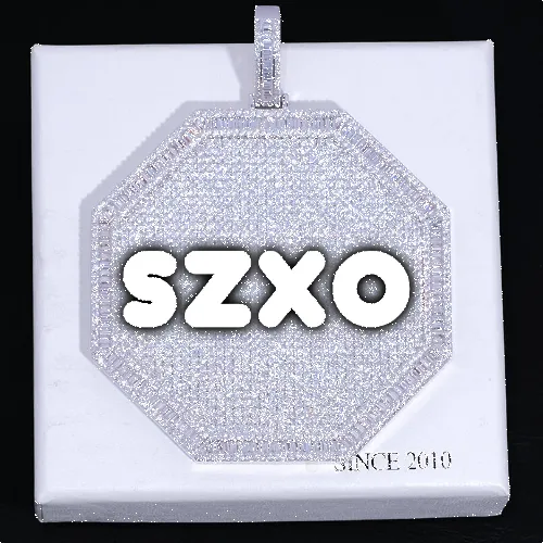 CUSTOM LETTER NECKLACE 3D BIG OCTAGON sold by The GUU Shop
