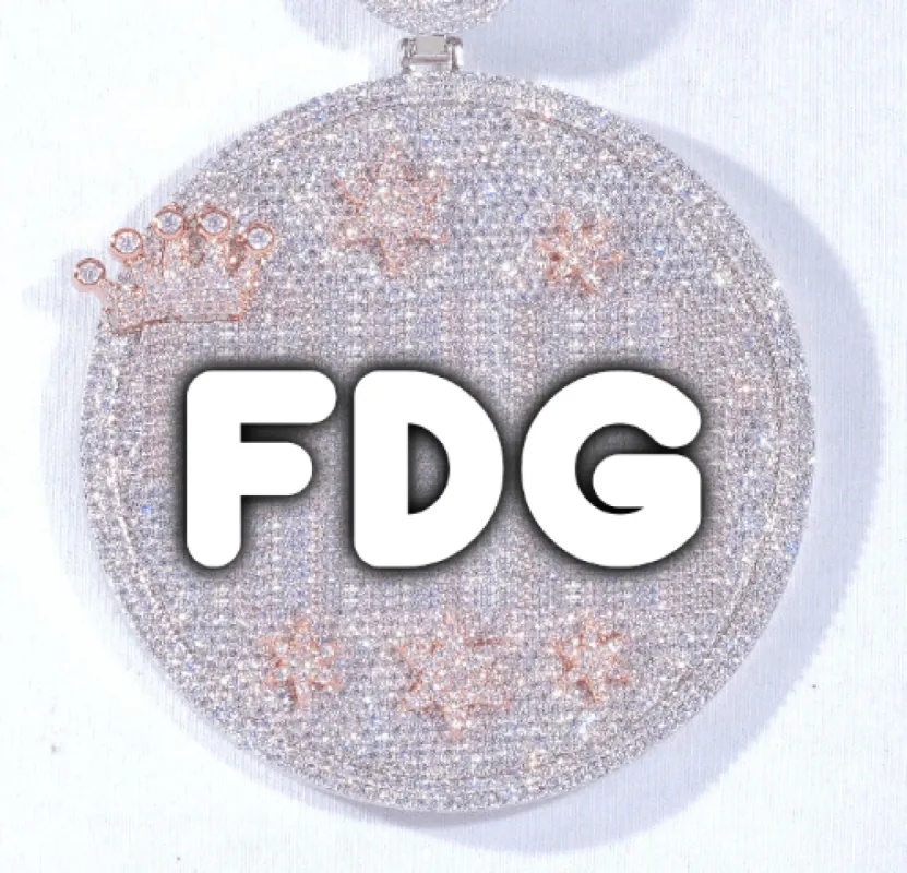 CUSTOM LETTER NECKLACE 3D BIG CROWN DISC sold by The GUU Shop