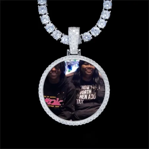 925S & VVS Moissanite 3D Circle Custom Picture Pendant sold by The GUU Shop