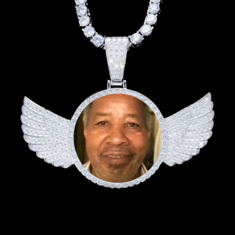 925S & VVS Moissanite 3D Wing Custom Picture Pendant made by The GUU Shop