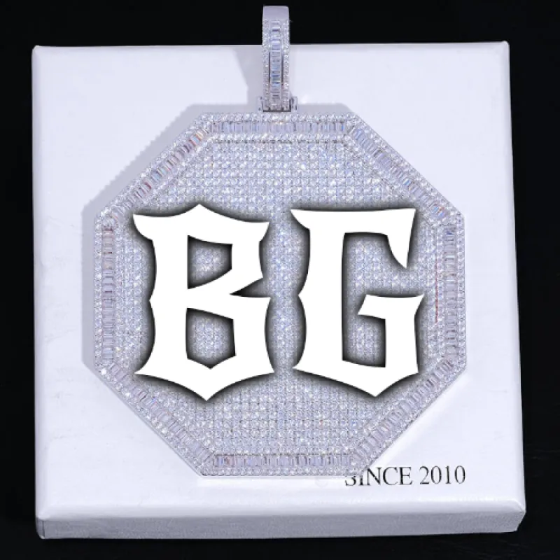 CUSTOM LETTER NECKLACE 3D BIG OCTAGON sold by The GUU Shop