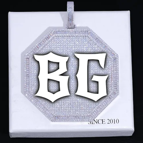 CUSTOM LETTER NECKLACE 3D BIG OCTAGON sold by The GUU Shop