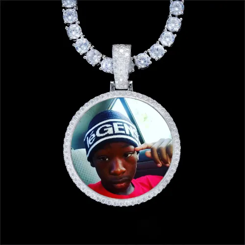 925S & VVS Moissanite 3D Circle Custom Picture Pendant sold by The GUU Shop