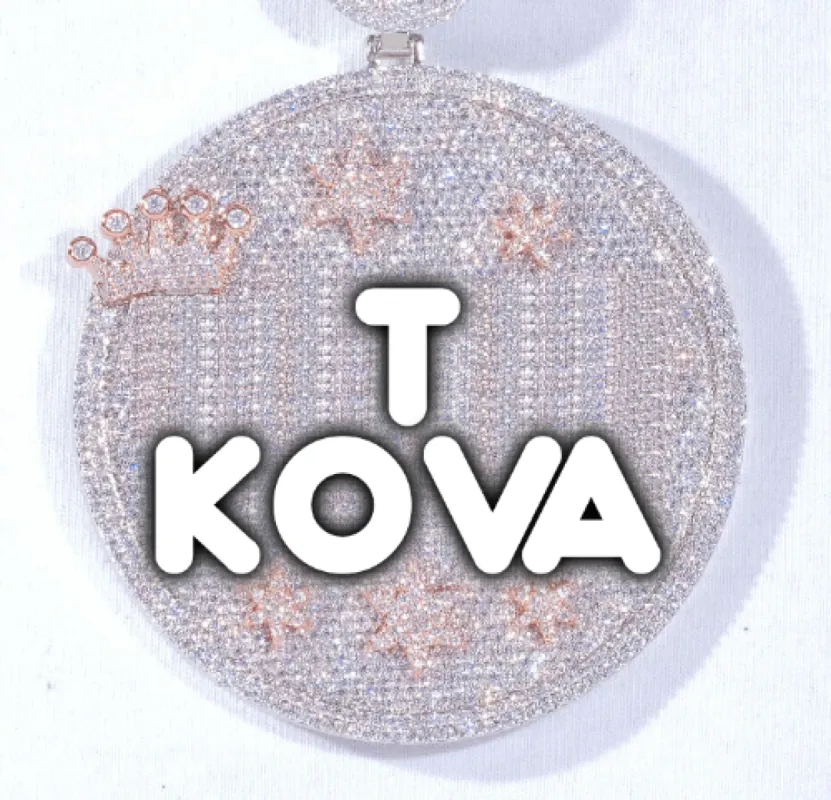 CUSTOM LETTER NECKLACE 3D BIG CROWN DISC sold by The GUU Shop