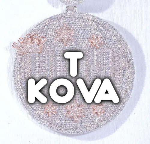 CUSTOM LETTER NECKLACE 3D BIG CROWN DISC sold by The GUU Shop