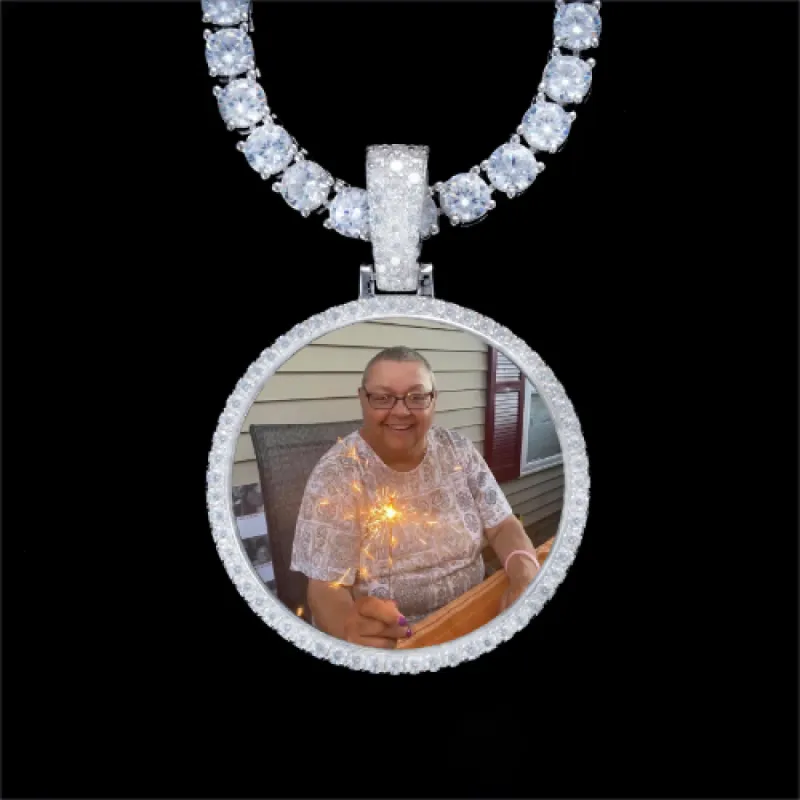 925S & VVS Moissanite 3D Circle Custom Picture Pendant sold by The GUU Shop