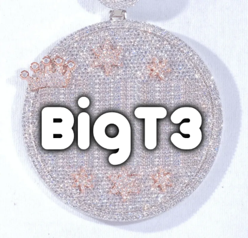 CUSTOM LETTER NECKLACE 3D BIG CROWN DISC sold by The GUU Shop