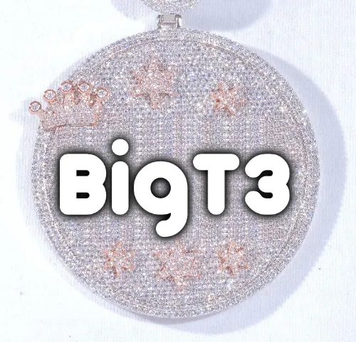 CUSTOM LETTER NECKLACE 3D BIG CROWN DISC sold by The GUU Shop