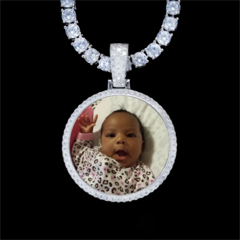 925S & VVS Moissanite 3D Circle Custom Picture Pendant sold by The GUU Shop