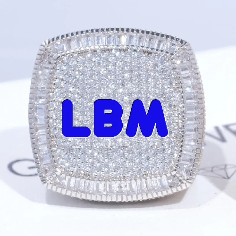 CUSTOM LETTER 3D ICED RING sold by The GUU Shop