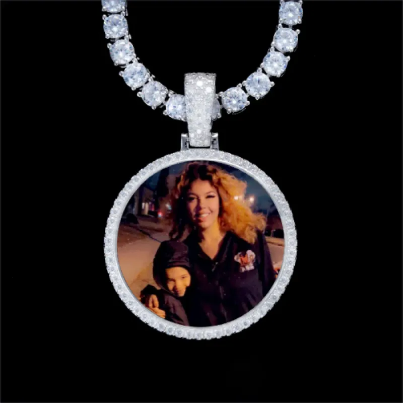925S & VVS Moissanite 3D Circle Custom Picture Pendant sold by The GUU Shop