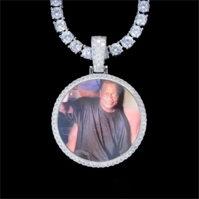 925S & VVS Moissanite 3D Circle Custom Picture Pendant sold by The GUU Shop