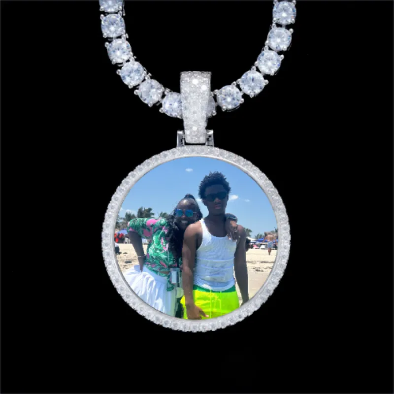 925S & VVS Moissanite 3D Circle Custom Picture Pendant sold by The GUU Shop