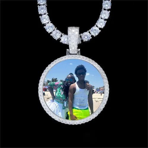 925S & VVS Moissanite 3D Circle Custom Picture Pendant sold by The GUU Shop