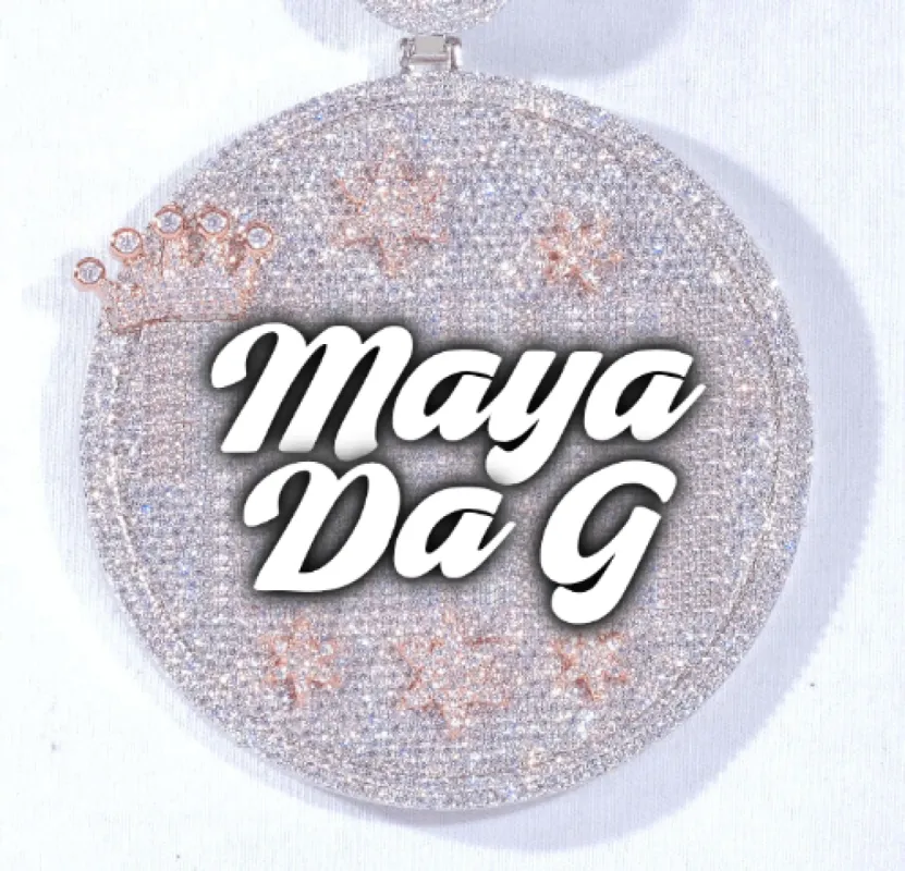 CUSTOM LETTER NECKLACE 3D BIG CROWN DISC sold by The GUU Shop