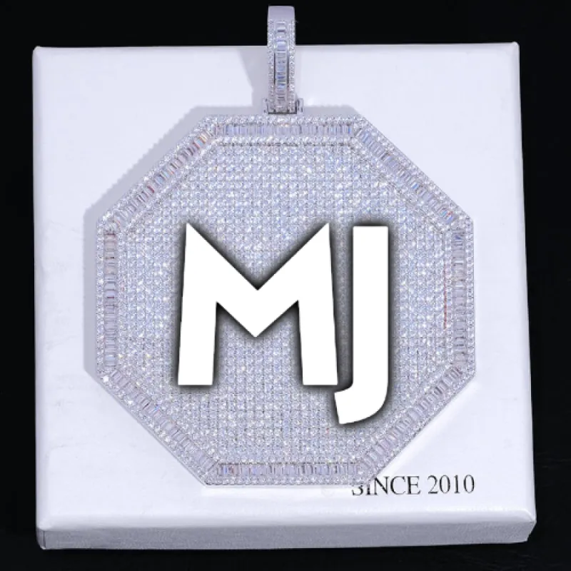 CUSTOM LETTER NECKLACE 3D BIG OCTAGON sold by The GUU Shop