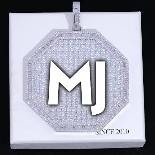 CUSTOM LETTER NECKLACE 3D BIG OCTAGON sold by The GUU Shop