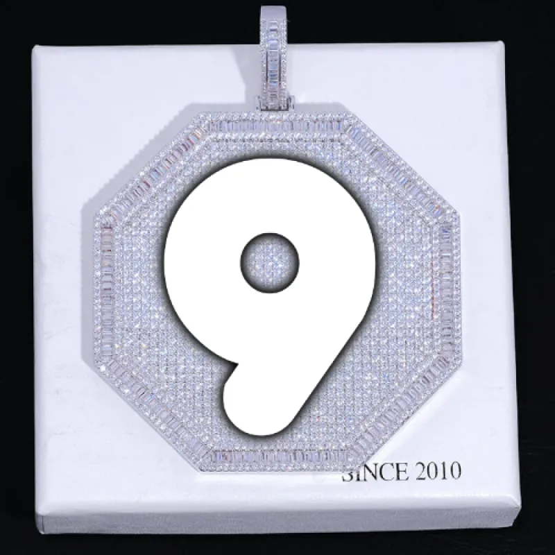 CUSTOM LETTER NECKLACE 3D BIG OCTAGON sold by The GUU Shop