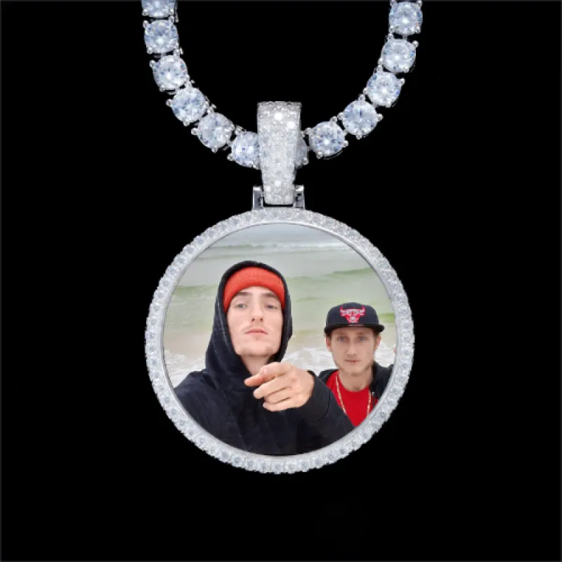 925S & VVS Moissanite 3D Circle Custom Picture Pendant sold by The GUU Shop