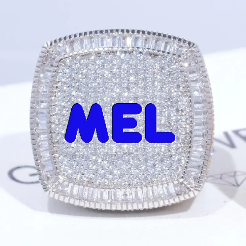 CUSTOM LETTER 3D ICED RING sold by The GUU Shop