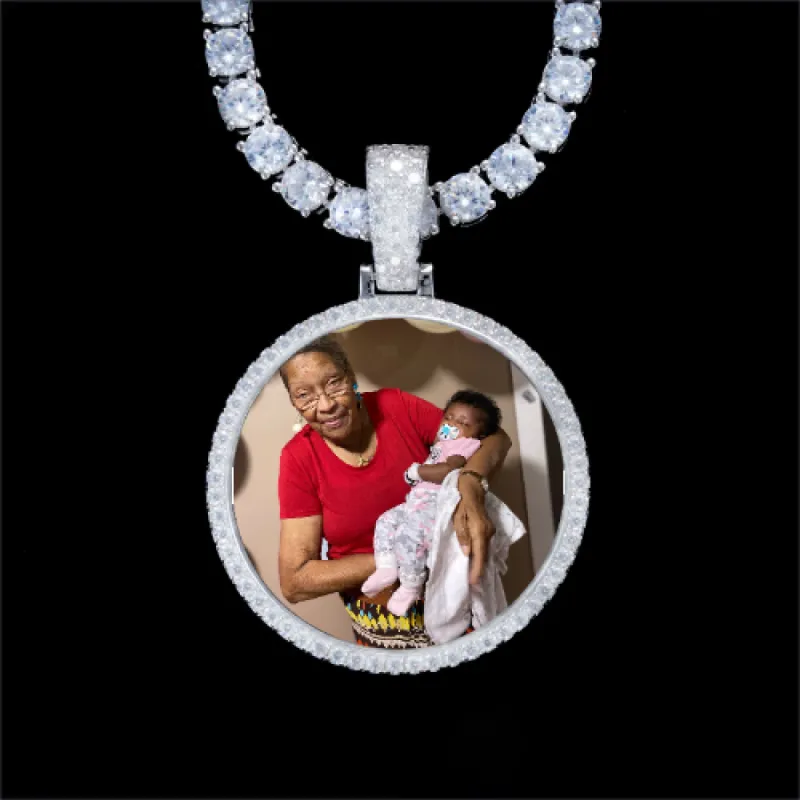 925S & VVS Moissanite 3D Circle Custom Picture Pendant sold by The GUU Shop