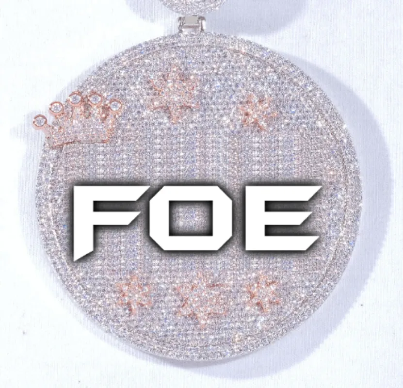 CUSTOM LETTER NECKLACE 3D BIG CROWN DISC sold by The GUU Shop