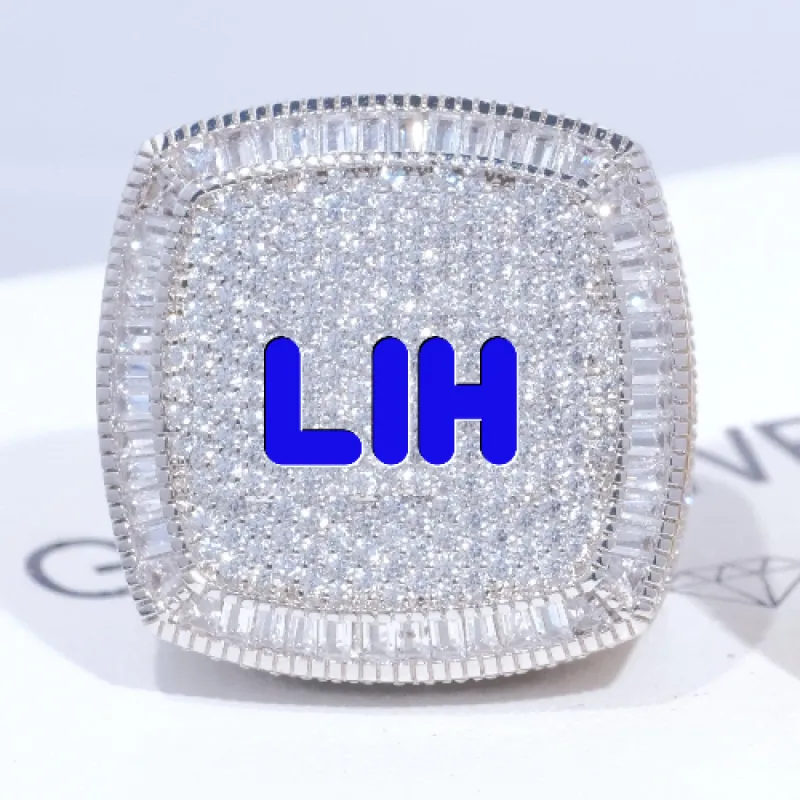 CUSTOM LETTER 3D ICED RING sold by The GUU Shop