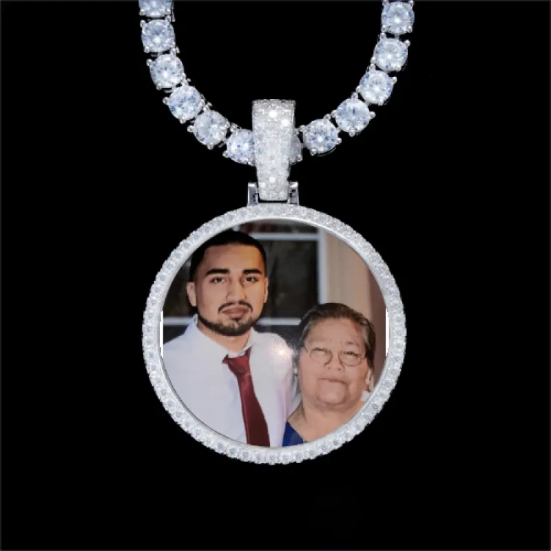 925S & VVS Moissanite 3D Circle Custom Picture Pendant sold by The GUU Shop