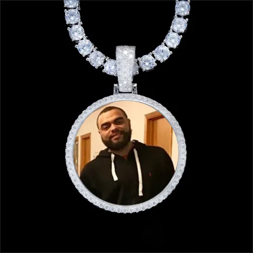 925S & VVS Moissanite 3D Circle Custom Picture Pendant sold by The GUU Shop