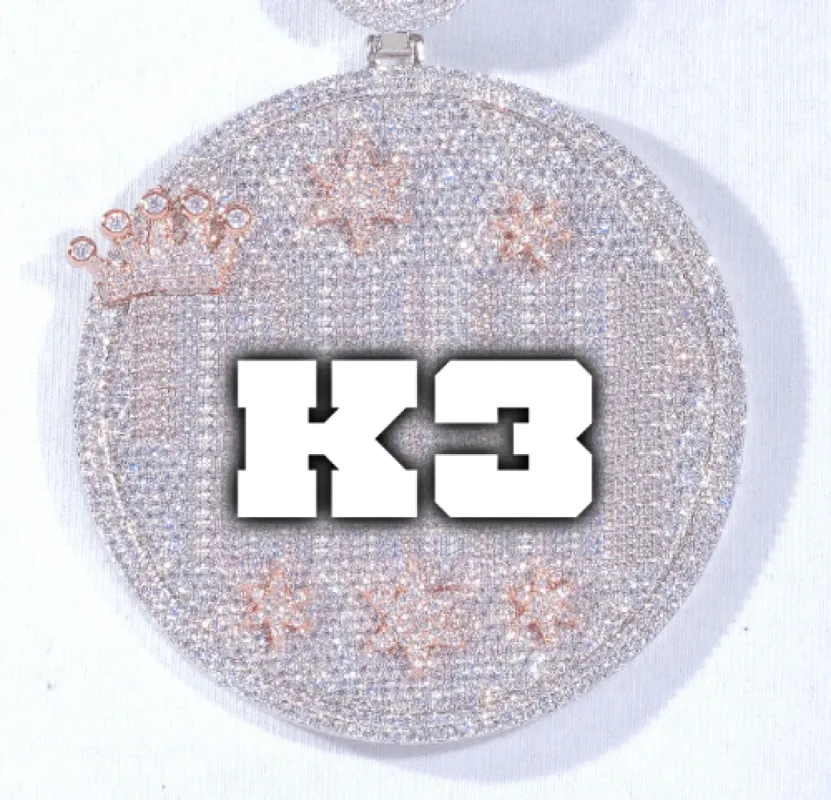 CUSTOM LETTER NECKLACE 3D BIG CROWN DISC sold by The GUU Shop