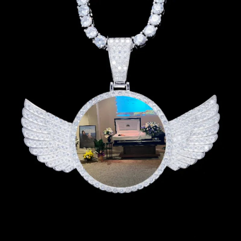 925S & VVS Moissanite 3D Wing Custom Picture Pendant sold by The GUU Shop