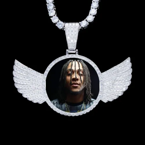 925S & VVS Moissanite 3D Wing Custom Picture Pendant sold by The GUU Shop