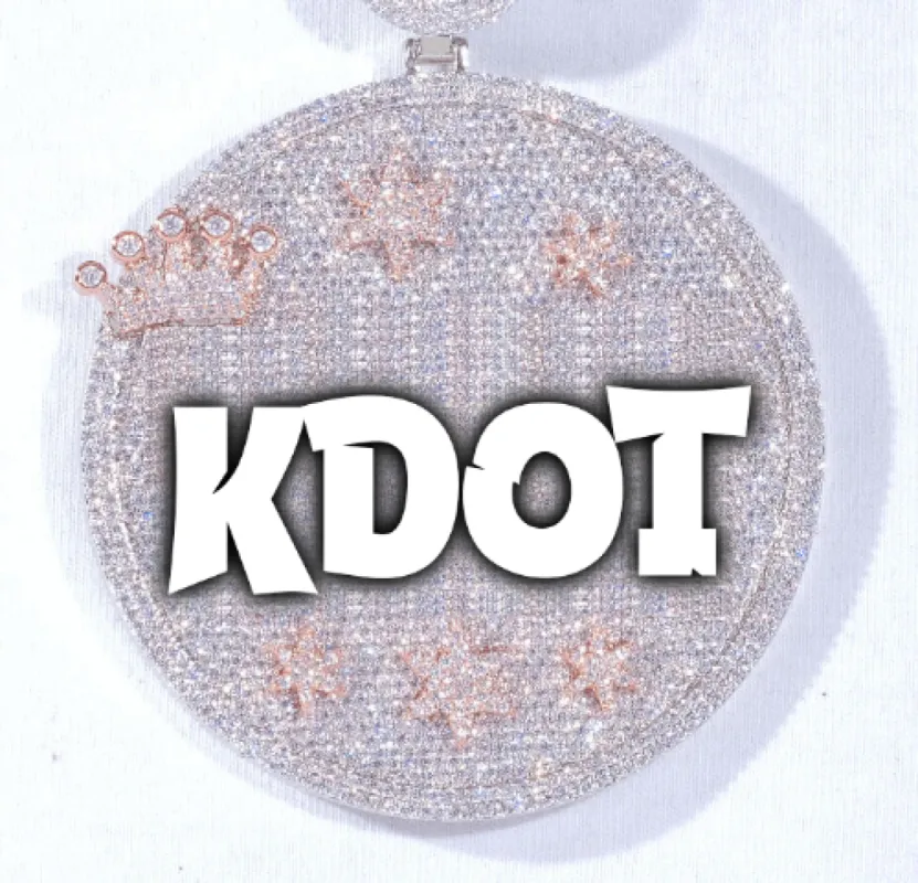 CUSTOM LETTER NECKLACE 3D BIG CROWN DISC sold by The GUU Shop