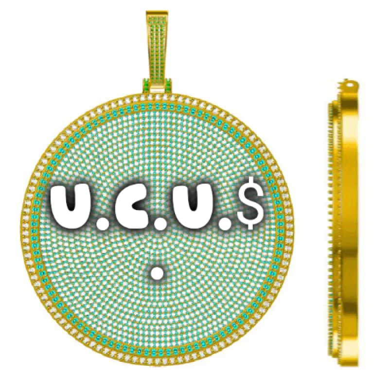 CUSTOM LETTER NECKLACE 3D BIG DISC sold by The GUU Shop