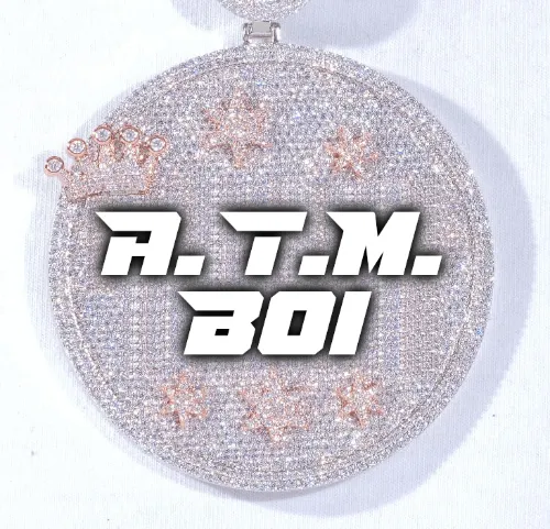 CUSTOM LETTER NECKLACE 3D BIG CROWN DISC sold by The GUU Shop