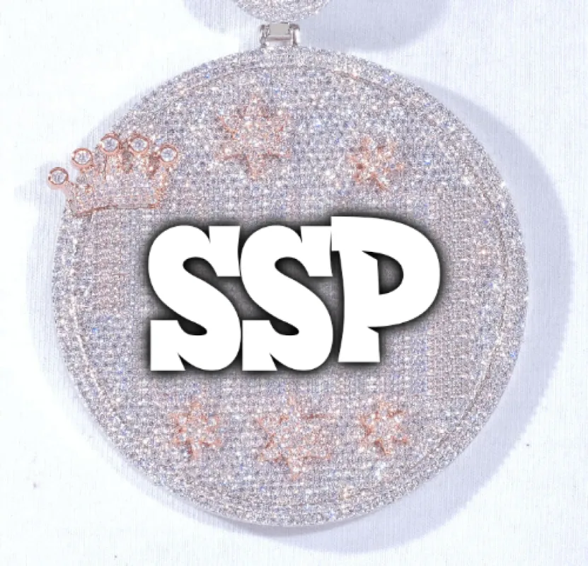 CUSTOM LETTER NECKLACE 3D BIG CROWN DISC sold by The GUU Shop