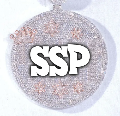 CUSTOM LETTER NECKLACE 3D BIG CROWN DISC sold by The GUU Shop