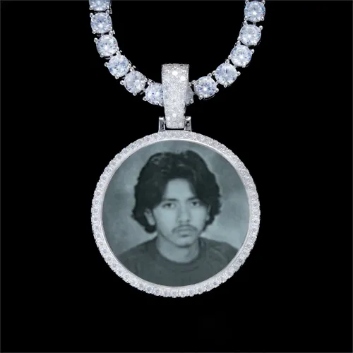 925S & VVS Moissanite 3D Circle Custom Picture Pendant sold by The GUU Shop