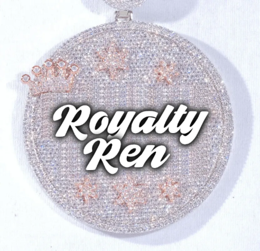 CUSTOM LETTER NECKLACE 3D BIG CROWN DISC sold by The GUU Shop