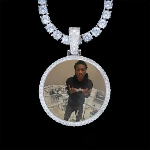 925S & VVS Moissanite 3D Circle Custom Picture Pendant sold by The GUU Shop