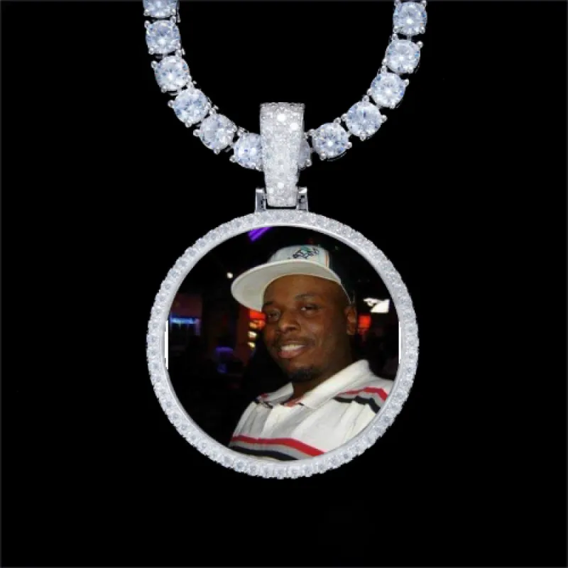925S & VVS Moissanite 3D Circle Custom Picture Pendant sold by The GUU Shop