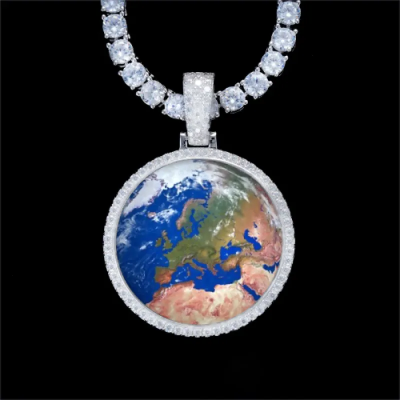 925S & VVS Moissanite 3D Circle Custom Picture Pendant sold by The GUU Shop