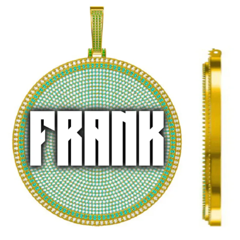 CUSTOM LETTER NECKLACE 3D BIG DISC sold by The GUU Shop