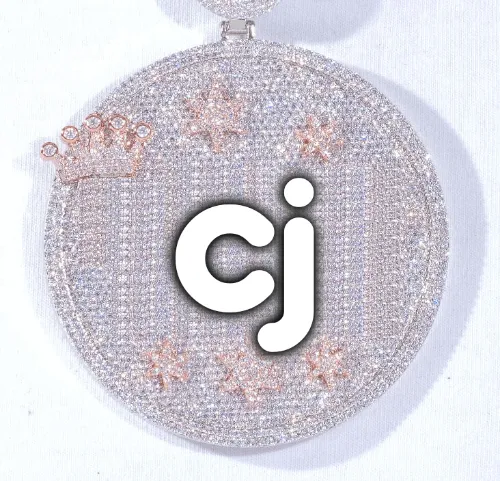CUSTOM LETTER NECKLACE 3D BIG CROWN DISC sold by The GUU Shop