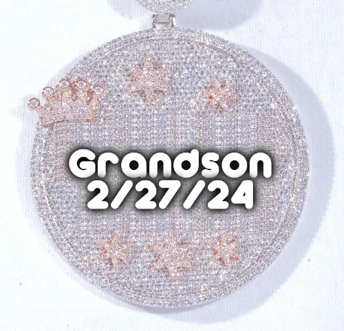 CUSTOM LETTER NECKLACE 3D BIG CROWN DISC sold by The GUU Shop