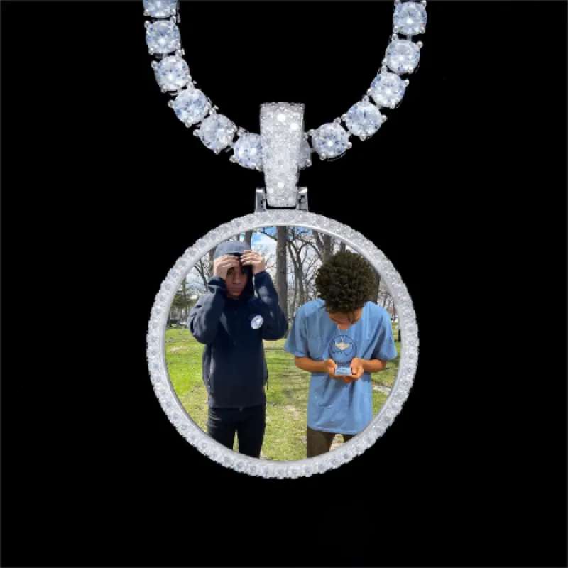 925S & VVS Moissanite 3D Circle Custom Picture Pendant sold by The GUU Shop