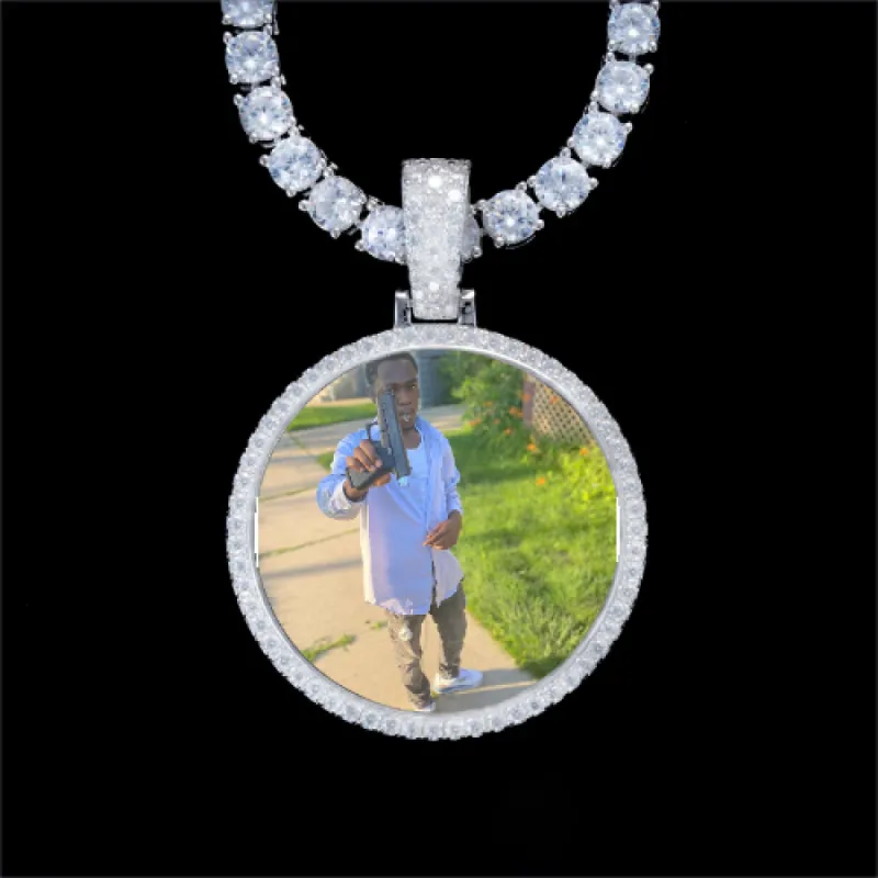 925S & VVS Moissanite 3D Circle Custom Picture Pendant sold by The GUU Shop