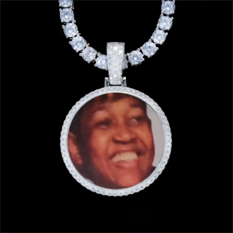 925S & VVS Moissanite 3D Circle Custom Picture Pendant sold by The GUU Shop